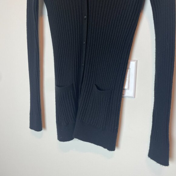 VINCE Cashmere Ribbed Tight Fit V-Neck Cardigan Sweater \\ M - Picture 4 of 12